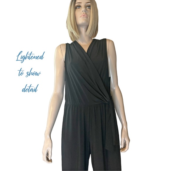 Tahari Jumpsuit Romper 1-Piece Surplice V-Neck Cross Over Front with Tie Waist - Picture 9 of 15